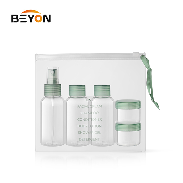 Clear Plastic Personal Care Travel Bottle Jar Set Kit With PVC Bag