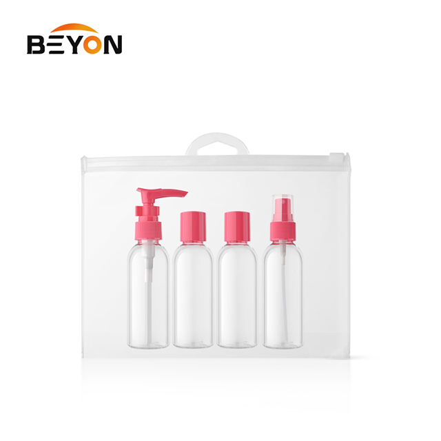 Airline travel bottle kit Customized travel set transparent travel kit with handle PVC bag