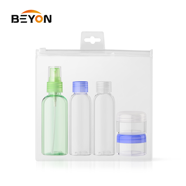 5PCS cosmetic packing empty clear pet bottle plastic travel kit travel set bottle