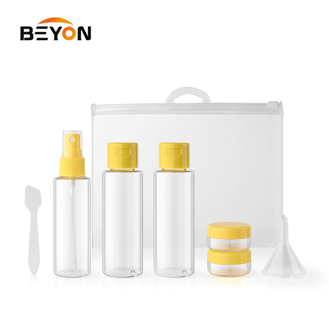 Fast Delivery Custom 5-Piece Set Travel Plastic Bottle Jar Set Kit