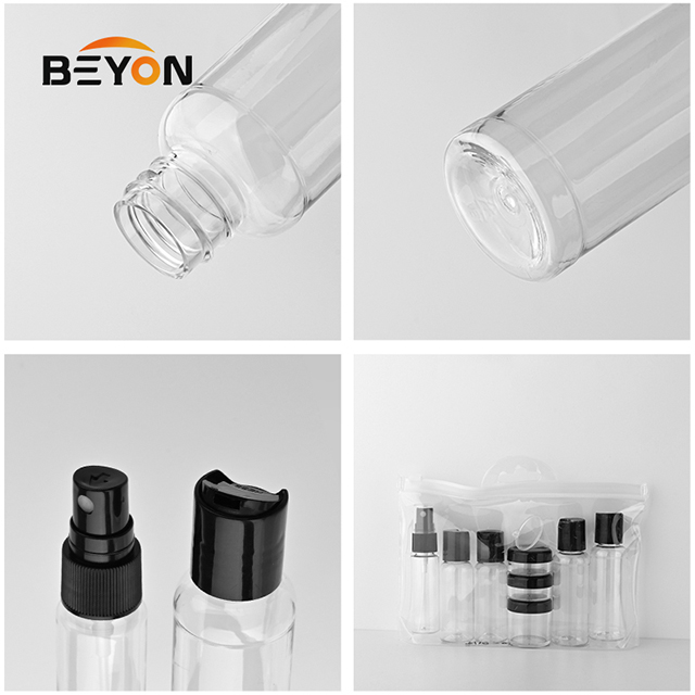 Fast Delivery Clear Plastic Personal Care Travel Bottle Jar Set Kit With PVC Bag