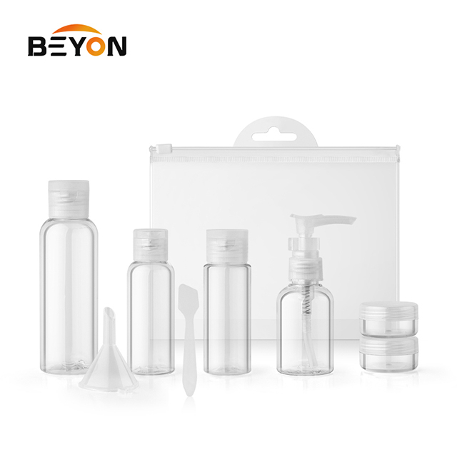 hot selling 6pcs eco-friendly portable 7days airline plastic woman cosmetic travel bottle set kit for gift