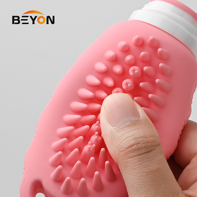 Silicone Liquid Containers for Shampoo Conditioner Lotion Easy to Squeeze Travel Bottles with Hair Brush