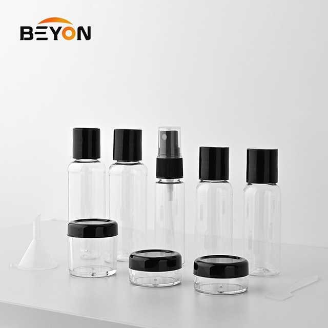 Fast Delivery Clear Plastic Personal Care Travel Bottle Jar Set Kit With PVC Bag