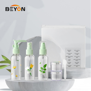 Mini travel bottle set for cosmetic packaging, plastic travel set cosmetic container, travel kit plastic bottles