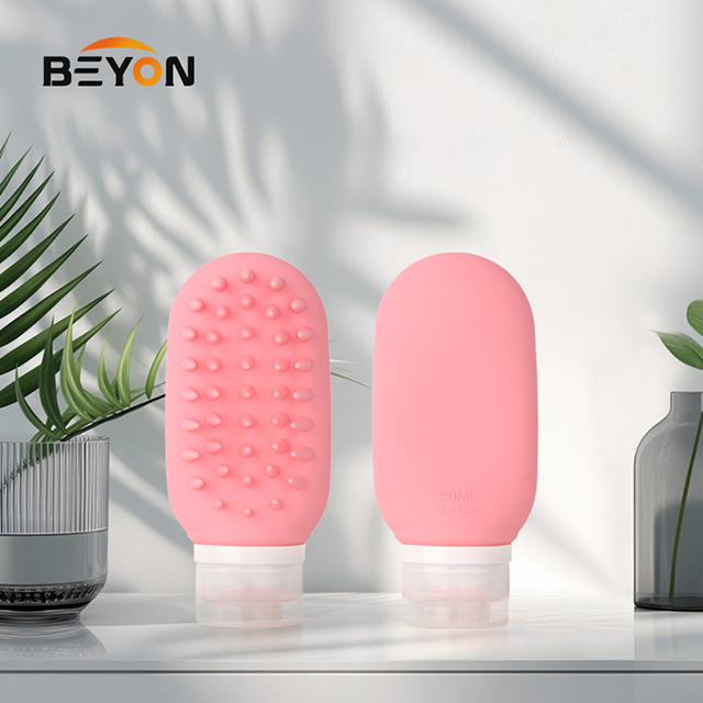 Portable Outdoor Reusable Squeeze Lotion Bottle Silicone Brush-Shaped Refill Travel Dispenser Bottle 