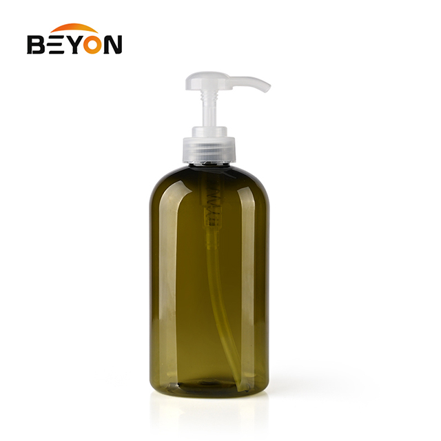 Plastic Cosmetic Bottles Custom PET Amber Plastic Lotion Bottle Packaging 200ml 500ml Shampoo Bottle with Pump