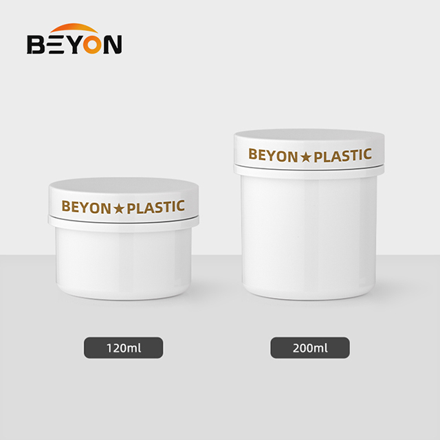 PET Plastic 120Ml 200Ml Empty Skincare Handcream Body Round Cream Jar Container for Food Cosmetics With White Lid