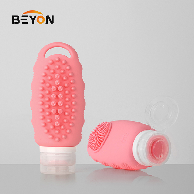 Silicone Liquid Containers for Shampoo Conditioner Lotion Easy to Squeeze Travel Bottles with Hair Brush