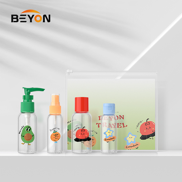 4pcs/set Eco Friendly PET OEM Travel Bottles Set for Toiletries Portable Cosmetic Empty Plastic Travel Bottle Kit