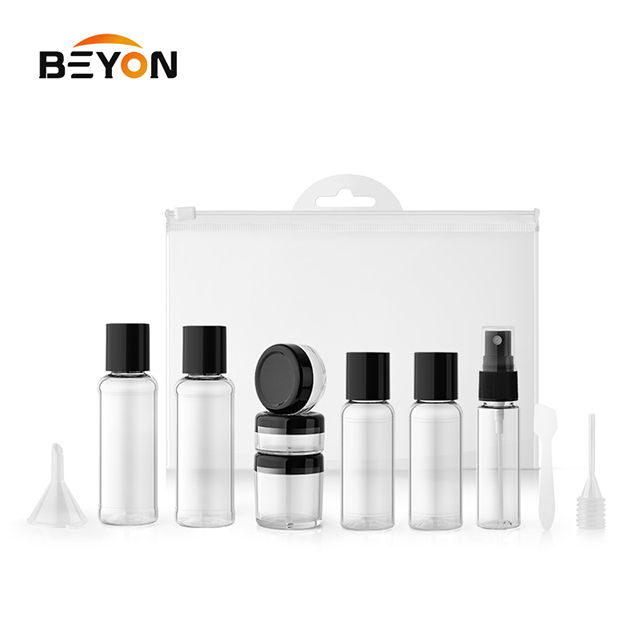 Fast Delivery Clear Plastic Personal Care Travel Bottle Jar Set Kit With PVC Bag