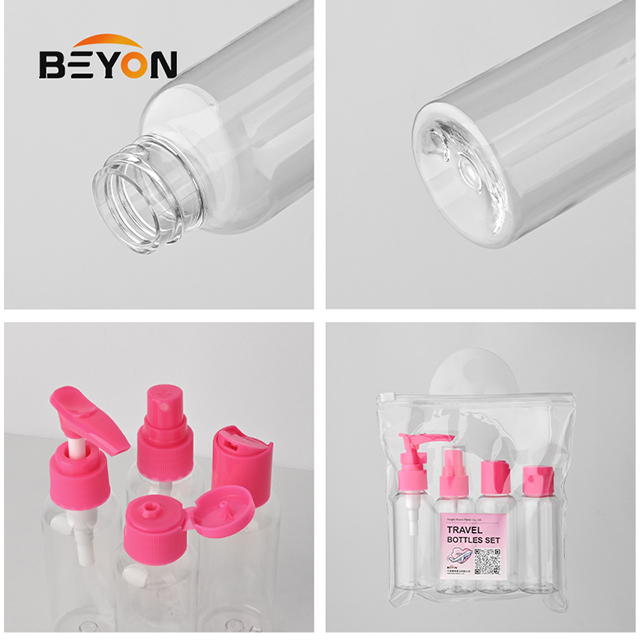 Wholesale Portable 4pcs Plastic Empty Bottle Set Refillable Toiletrie Liquid Containers Travel Bottle Set
