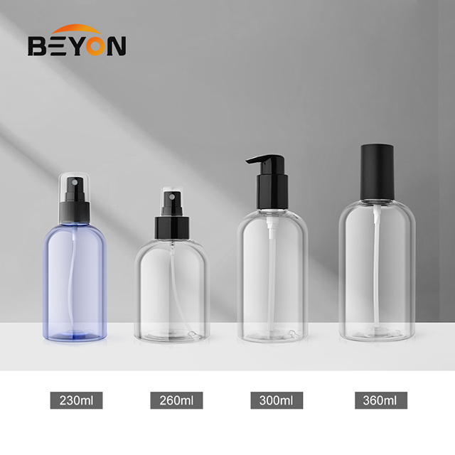 Empty Transparent PET Plastic Cylinder Bottles for Shampoo Lotion Skincare Custom Cosmetic Packaging Wholesale