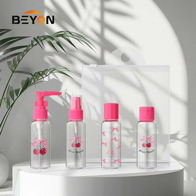 Wholesale Portable 4pcs Plastic Empty Bottle Set Refillable Toiletrie Liquid Containers Travel Bottle Set