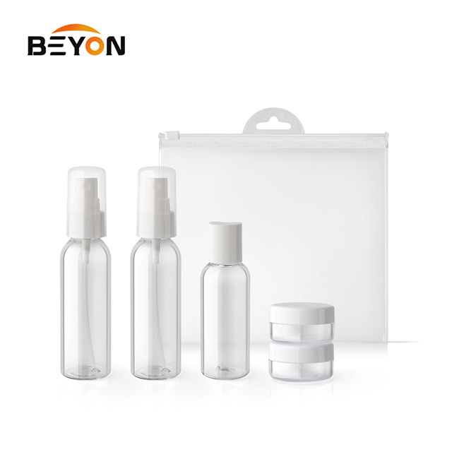 Portable Airplane Travel PET Toiletries Bath Cosmetic Jar Bottle Cleaning Set Travel Kit