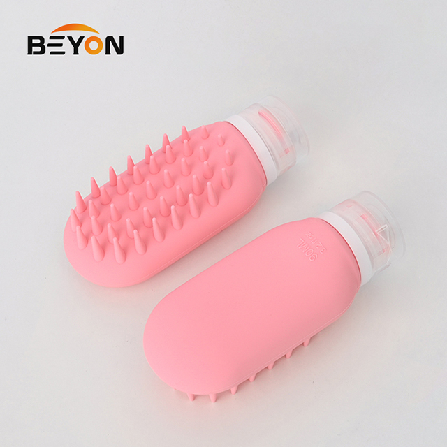 Portable Outdoor Reusable Squeeze Lotion Bottle Silicone Brush-Shaped Refill Travel Dispenser Bottle 