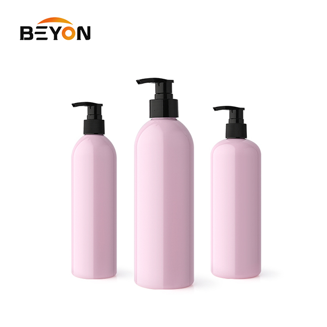 Cylindrical PET Plastic Lotion Pump Bottle For Shampoo Conditioner 410ml 470ml 500ml