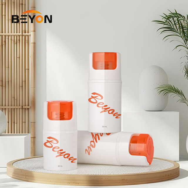 Vacuum Lotion Pump Bottle Custom Printing Rotating Airless Cosmetic Bottles