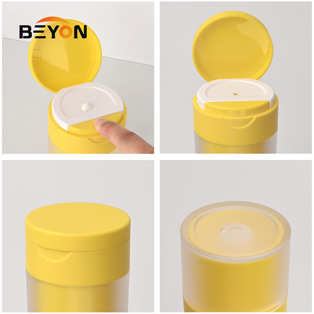 50ml AS PP Plastic Eco Friendly Luxury Empty Body Skincare Cosmetic Airless Cream Yellow Jars for Face Cream