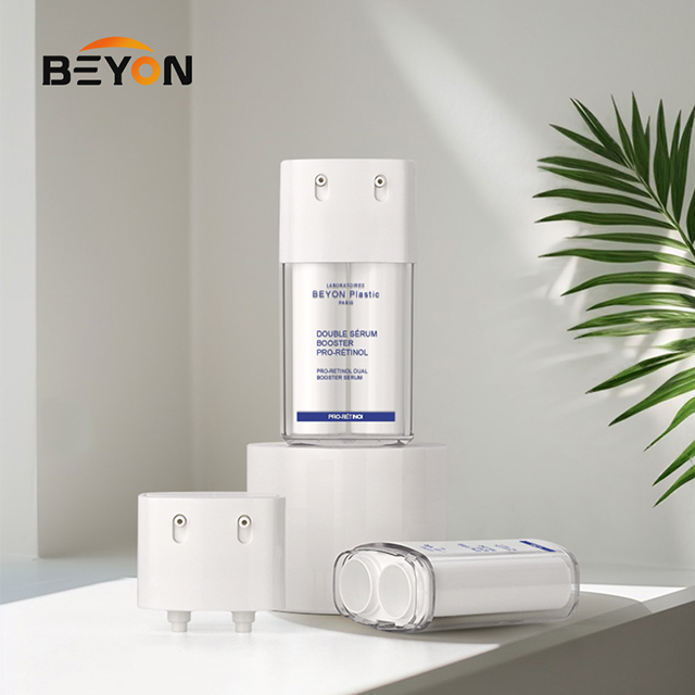 Double Walled Tube Cosmetic Plastic Pump Essence Lotion Vacuum Bottle