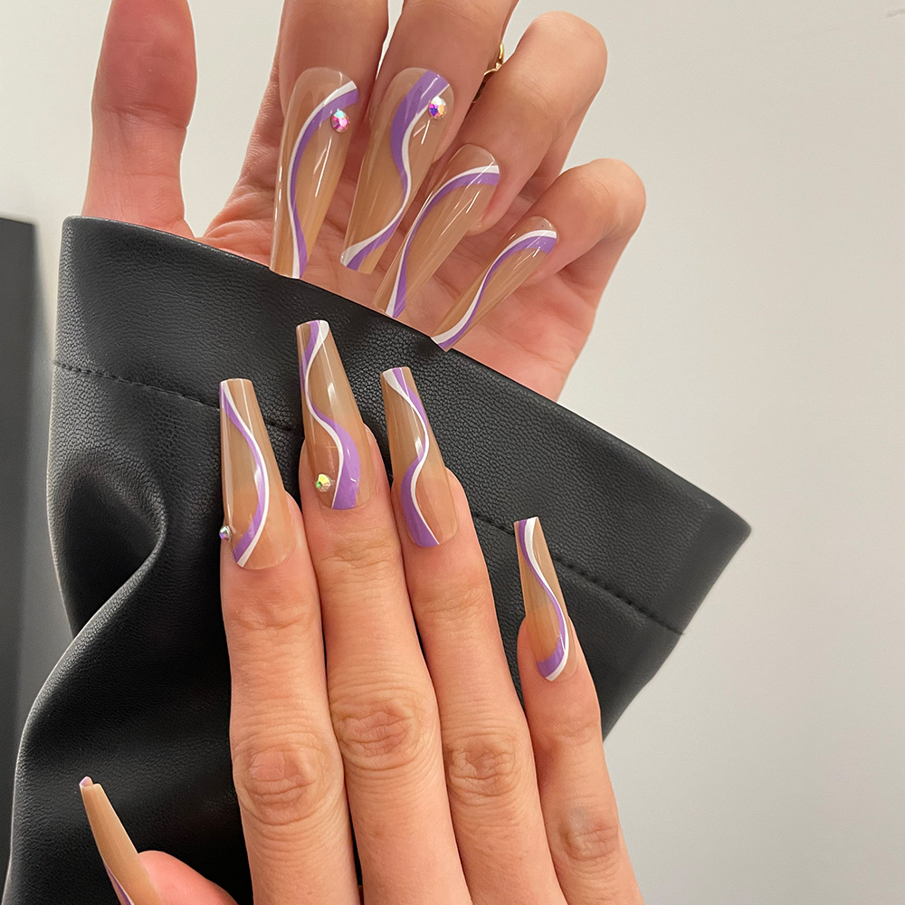 24-pcs Press-on Nails Medium T-shaped Nail Tips Reusable Minimalist Finger Design