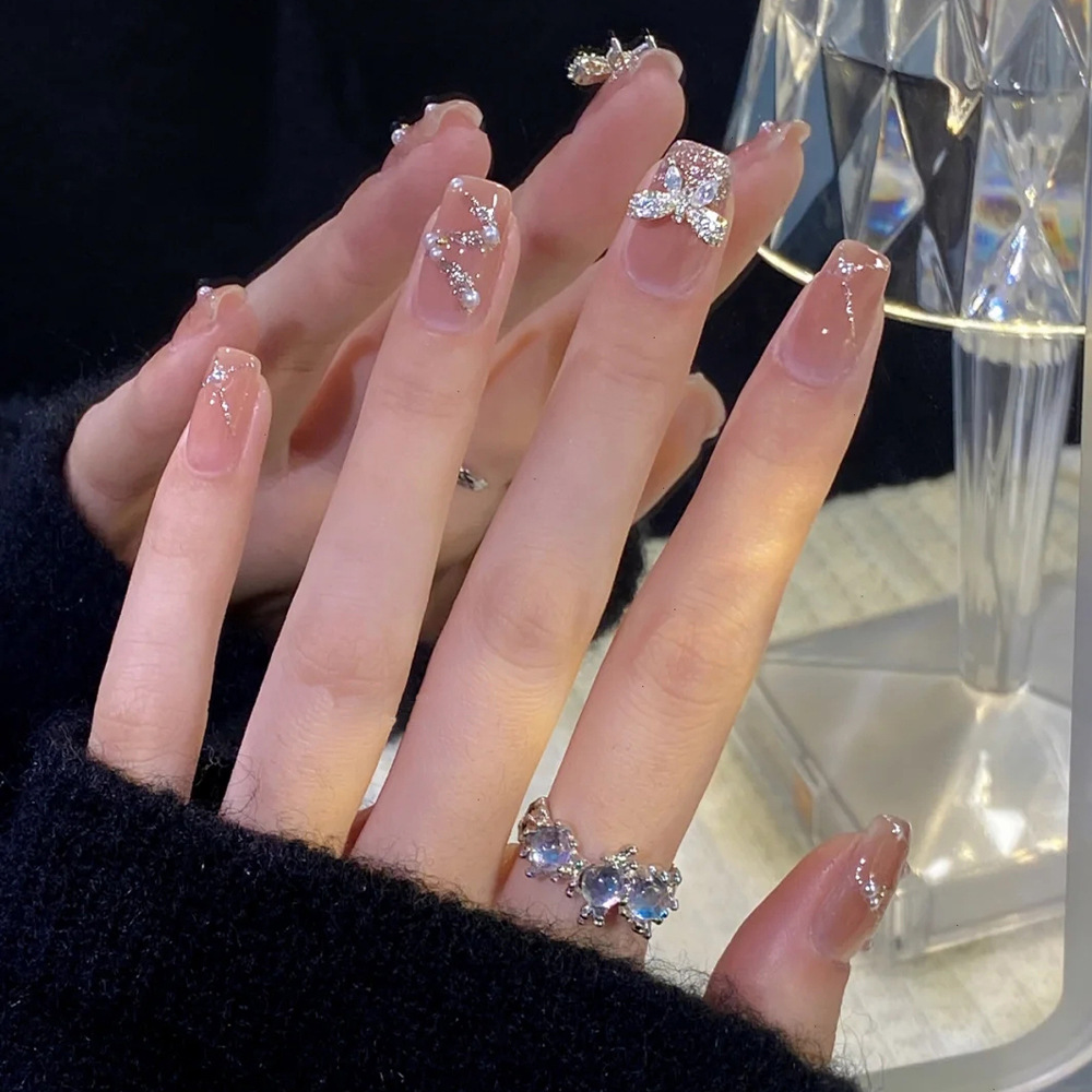 Custom 24Pcs Luxury Acrylic Nails Press on with Luxury False Nails Package Box Private Label Wholesale Gel Press on Nails