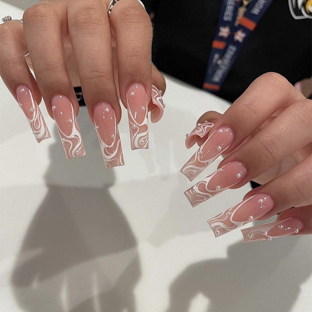 Wholesale 24pcs Hand Painted Gel Press Nails Beautiful Luxury Customized Design Handmade Press on Nails