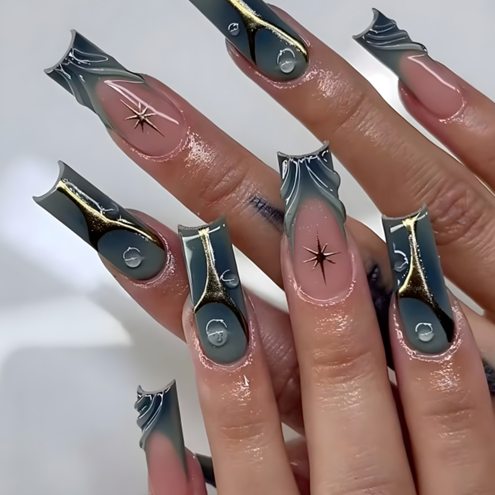 Wholesale 24pcs Hand Painted Gel Press Nails Beautiful Luxury Customized Design Handmade Press on Nails