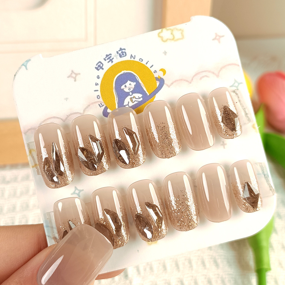 Nail Art Salon Handmade ABS Custom Full Cover Long Artificial Nails with Glue 24 Pcs/set