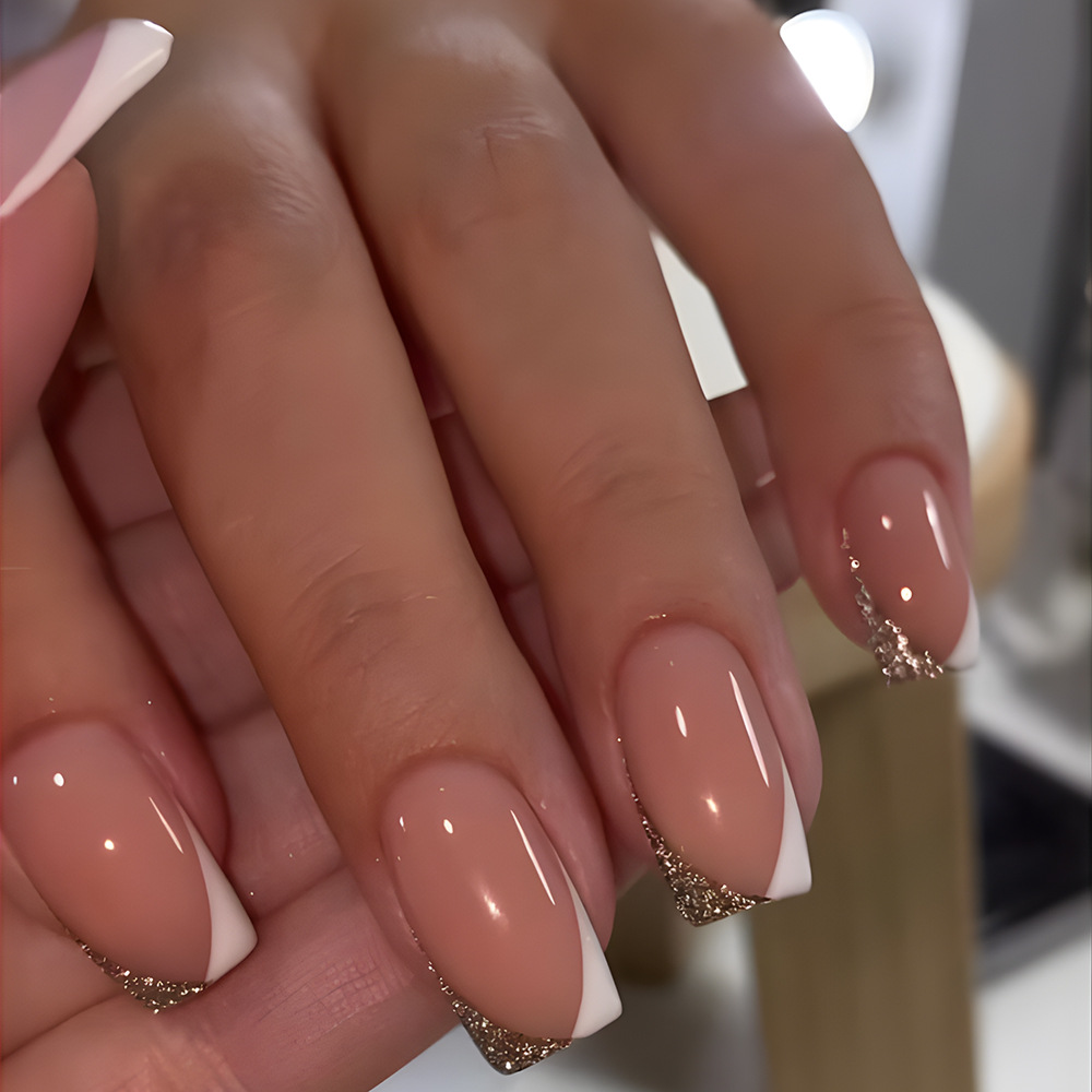 Wholesale 24PCS Nude Effect Oval Press-on French Style Nails for Finger Application