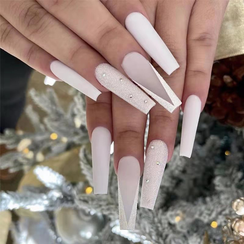 24-pcs Press-on Nails Medium T-shaped Nail Tips Reusable Minimalist Finger Design