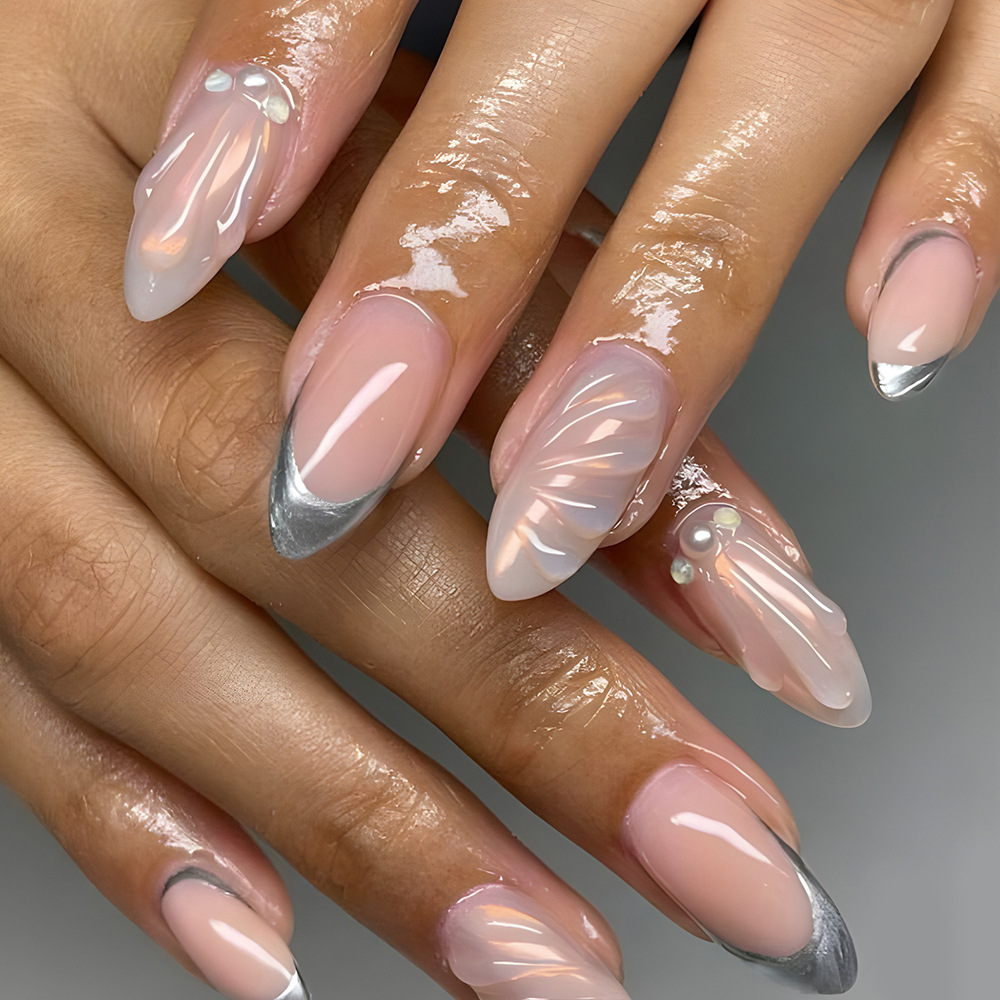 Tip Press Press-on Nails Wholesale Artificial False Nails Almond Shape Reusable Full Cover Finger Nails 