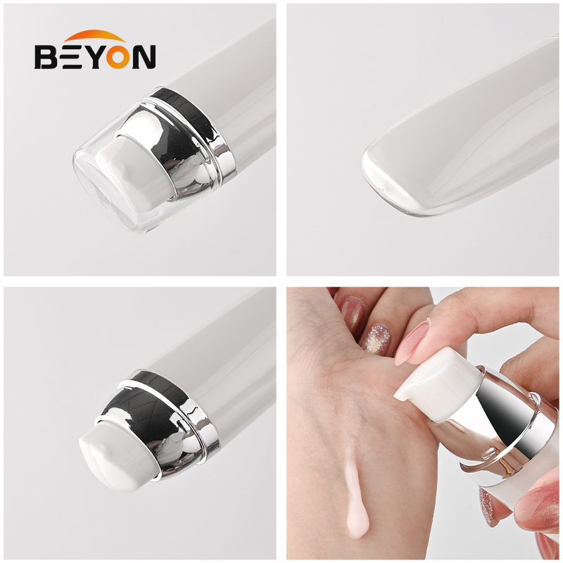 Luxury Cosmetic Airless Pump Bottle 30ml 50 ml Sunscreen Electroplated Airless Pump Bottle Refillable for Skincare