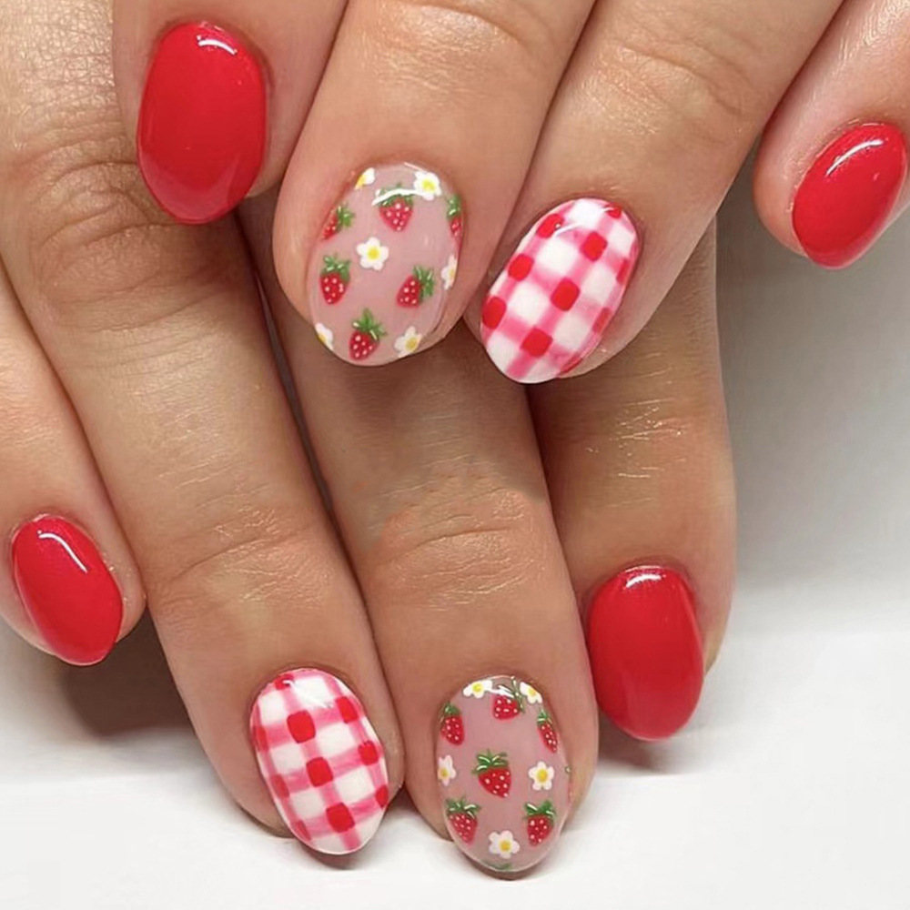 Nail Art Salon Handmade ABS Custom Full Cover Long Artificial Nails with Glue 24 Pcs/set