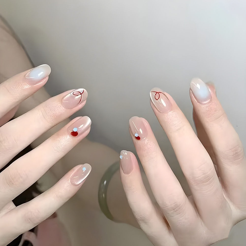 Nail Art Salon Handmade ABS Custom Full Cover Long Artificial Nails with Glue 24 Pcs/set