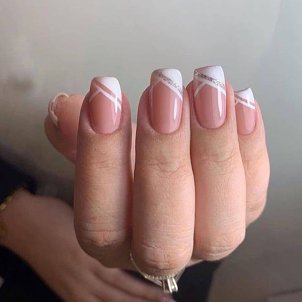 Wholesale 24PCS Nude Effect Oval Press-on French Style Nails for Finger Application