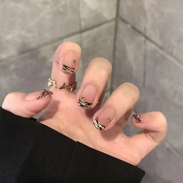 Custom Logo 24pcs Gel Press on Nails Building Gel French Fake Nails Wholesale Thick Short Nails Press on Tips