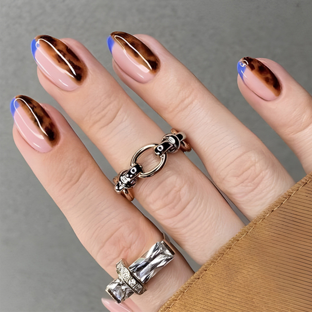 Nail Art Salon Handmade ABS Custom Full Cover Long Artificial Nails with Glue 24 Pcs/set