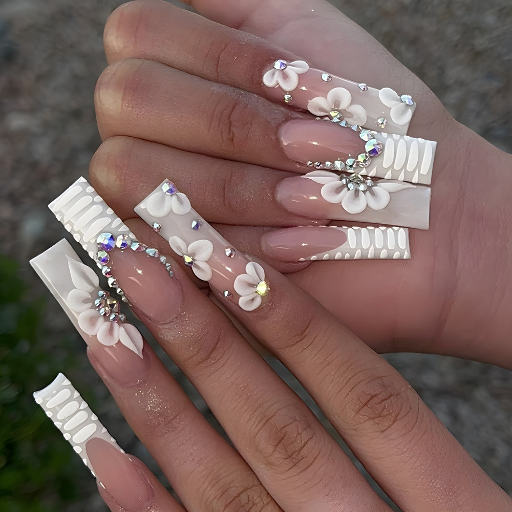 Wholesale 24pcs Hand Painted Gel Press Nails Beautiful Luxury Customized Design Handmade Press on Nails