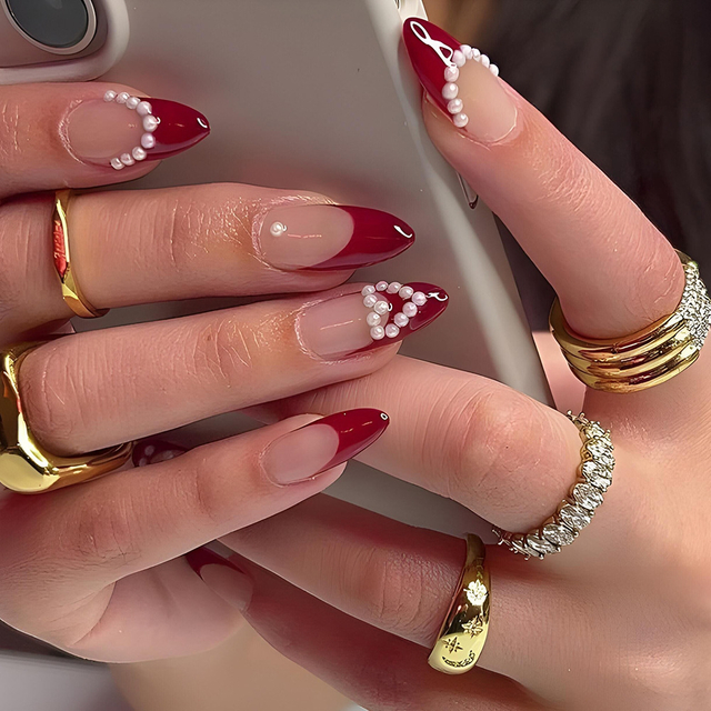 Tip Press Press-on Nails Wholesale Artificial False Nails Almond Shape Reusable Full Cover Finger Nails 