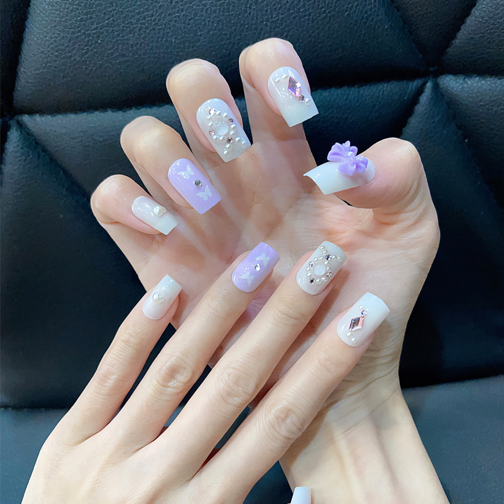 Custom 24Pcs Luxury Acrylic Nails Press on with Luxury False Nails Package Box Private Label Wholesale Gel Press on Nails